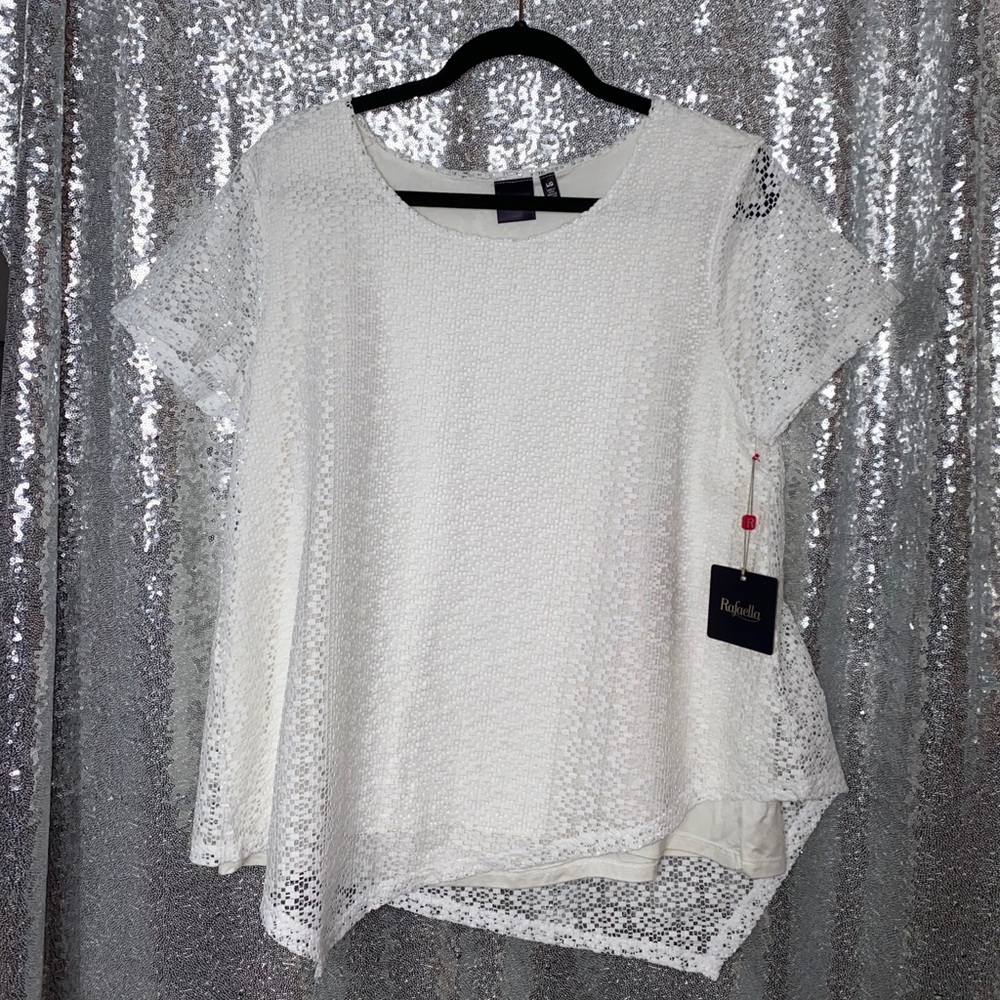 Women’s White Lace Rafaella Angled Shirt